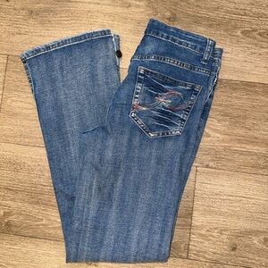 Blue Denim Jeans with Embroidered Pocket
